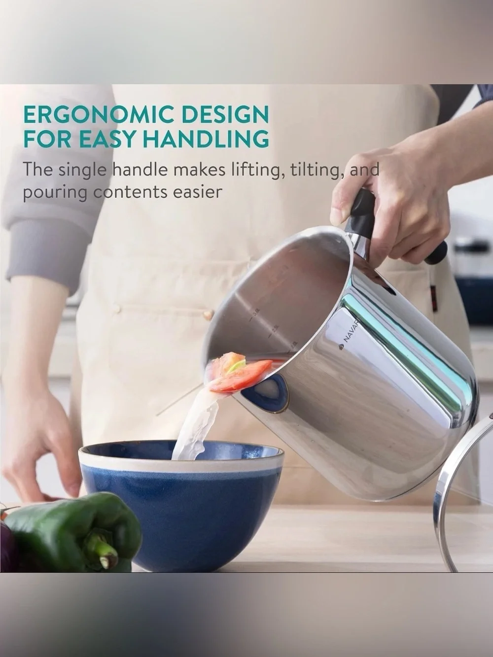 New Navaris 3.4L Multi Cooking Pasta Pot w Integrated Strainer & Frying Basket